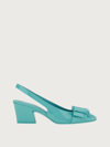 Ferragamo Slingback Briget In Turquoise Paint In Blue
