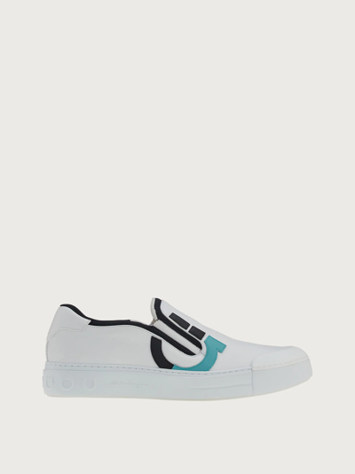 Ferragamo Gancini Slip-on Sneakers In White