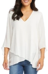 Karen Kane Gauze Crossover Hem Top In White