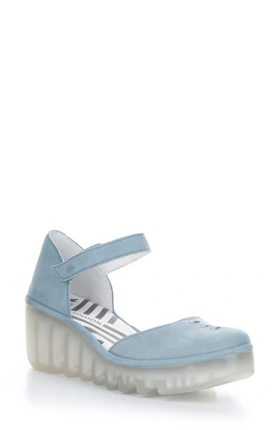 Fly London Biso Wedge Pump In Pale Blue Cupido