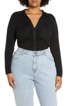 SANCTUARY RUCHED COLLAR CARDIGAN