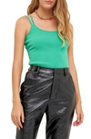 Grey Lab Double Strap Ribbed Bodysuit In Green