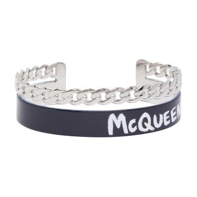 Alexander Mcqueen Mcq Graffiti Bracelet In Black White
