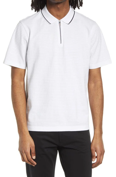 Ted Baker Buer Textured Cotton Polo Top In White