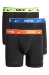 Nike 3-pack Dri-fit Essential Stretch Cotton Boxer Briefs In Black/ Volt Wb/ T