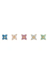 Girls Crew Beautiful Blossom Set Of 5 Stud Earrings In Gold