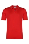 John Smedley Noah Johnny Collar Sweater Polo In Aurora Red