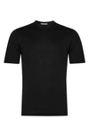 John Smedley 'lorca' Crewneck Short Sleeve Sea Island Cotton Knit T-shirt In Black