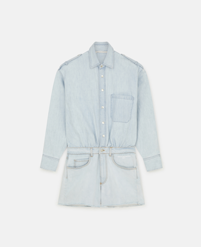 Stella Mccartney Layered-effect Playsuit In Light Blue