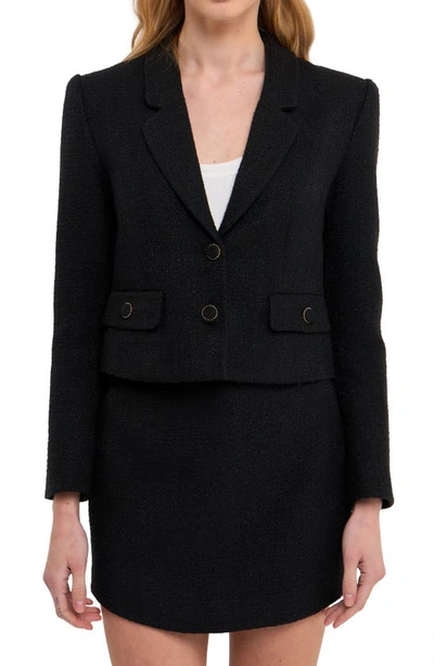 Endless Rose Peak-lapel Single-breasted Blazer In Black