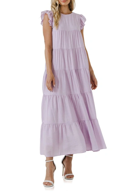 English Factory Tiered Maxi Dress In Lilac