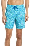 Vineyard Vines Chappy Stripe Swim Trunks In Aquinnah Aqua Seahorse Scenic