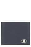 Ferragamo Revival Double Gancio Bicolor Wallet In Deep Ocean Nero