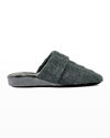 Jacques Levine Cable-knit Faux-fur Flat Slippers In Grey