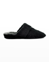 Jacques Levine Cable-knit Faux-fur Flat Slippers In Black