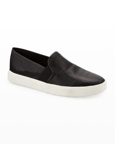 Vince Blair 5 Snake-effect Leather Slip-on Trainers In Black