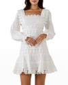 Endless Rose Square-neck Mini Lace Dress In White