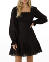 Endless Rose Square-neck Mini Lace Dress In Black