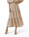 English Factory Tiered Gingham Maxi Skirt In Brown
