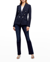 L Agence Kenzie Double-breasted Blazer Jacket In Dark Blue