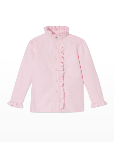 Classic Prep Childrenswear Kids' Girl's Ginny Ruffle-front Blouse In Pinkesque