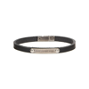 Saint Laurent Black Leather Id Plaque Bracelet In Black