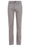 Hugo Boss Slim-fit Trousers In Stretch-cotton Satin In Dark Grey