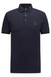 Hugo Boss Stretch-cotton Slim-fit Polo Shirt With Logo Patch In Dark Blue