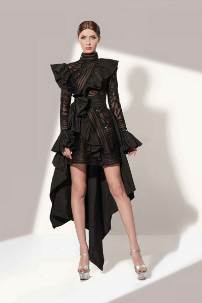 Jean Fares Couture Black High-low Cocktail Dress