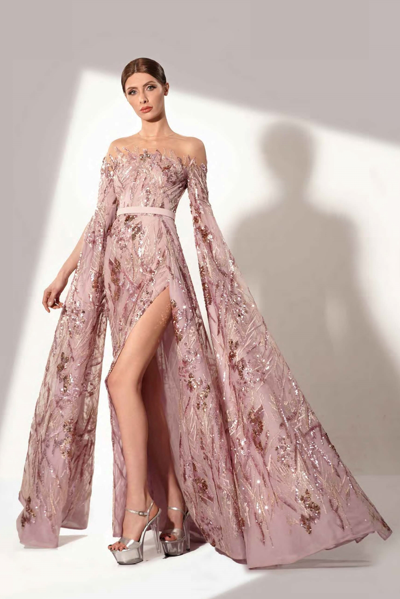 Jean Fares Couture Blush Beaded Gown