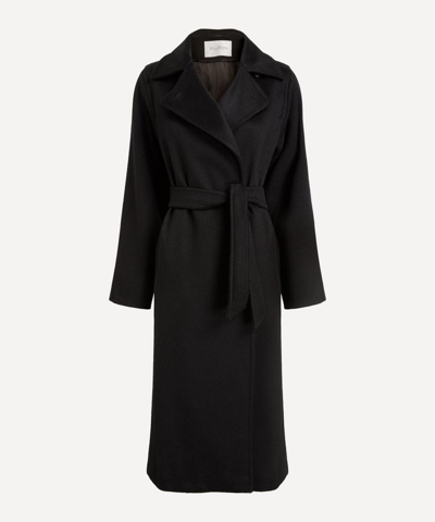 Max Mara Manuela Icon Camel Hair Belted Wrap Coat In Black