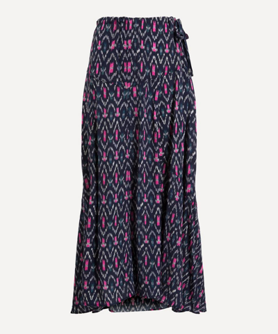 Isabel Marant Étoile Alona Ikat Flared Skirt In Faded Night