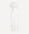 Sleeper Boheme Ostrich-feather Embellished Slip Dress In White