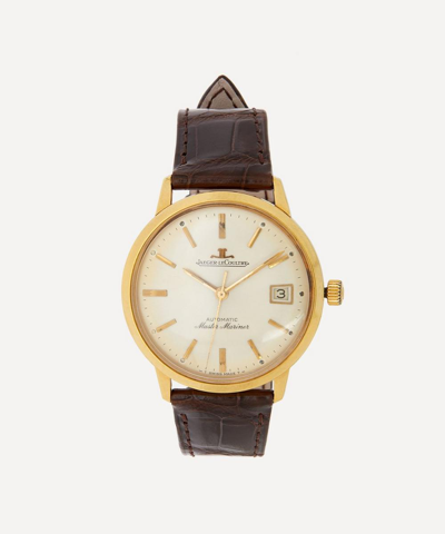 Designer Vintage 1960s Jaeger Lecoultre Automatic Master Mariner Gilt Watch In Brown