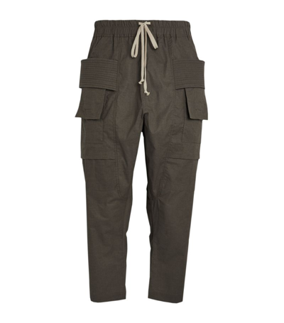 Rick Owens Cropped Creatch Cargo Sweatpants In Brown