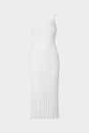 Milly Cami Top Pleated Midi Dress In Ecru