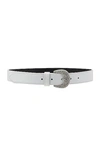 Alessandra Rich 30mm Embossed Leather & Crystal Belt In White