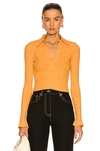 Helmut Lang Long Sleeve Crop Polo Top In Apricot