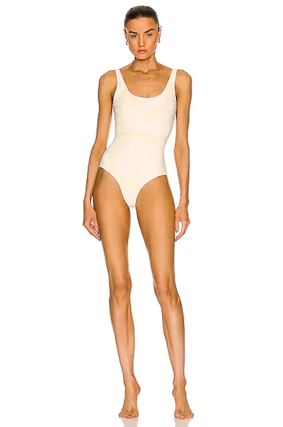 Totême Off-white Monogram One-piece Swimsuit In Beige