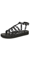 Arizona Love Trekky Flat Spartiate Sandals In Black Bandana