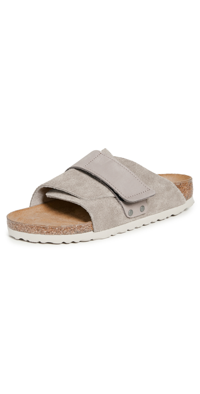 Birkenstock Kyoto Suede Sandals In Gray Taupe