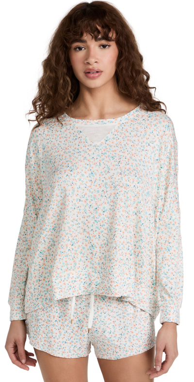 Honeydew Intimates Starlight French Terry Lounge Sweatshirt In Cream Ditsy