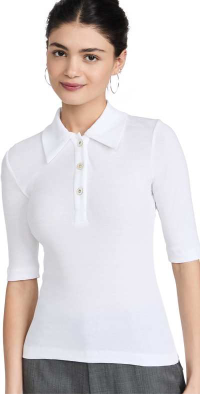 Rosetta Getty Short-sleeve Cotton Polo Shirt In White