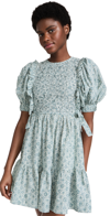 SEA IDA PRINT PUFF SLEEVE SMOCKED DRESS