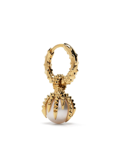 Kasun London Dragon Pearl-drop Single Earring In Gold