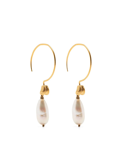 Claire English Bounty Pearl-drop Earrings In Gold