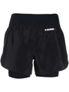 Jil Sander Logo Tech Layered Running Shorts In Black