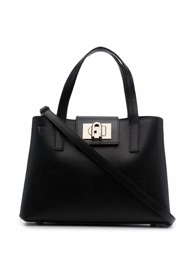 Furla Leather Tote Bag In Black