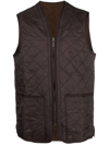 Barbour Logo Embroidered Quilted Gilet In Braun