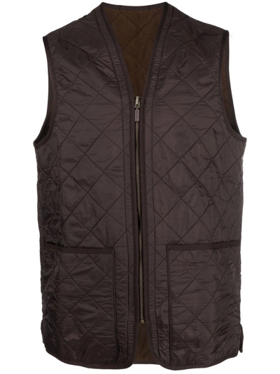 Barbour Quilted-finish Waistcoat In Brown